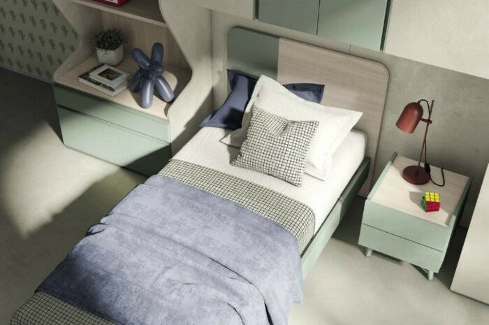 Colombini Casa SECTOR wooden bed - single, queen size, in melamine with or without bed base and optional mattresses
