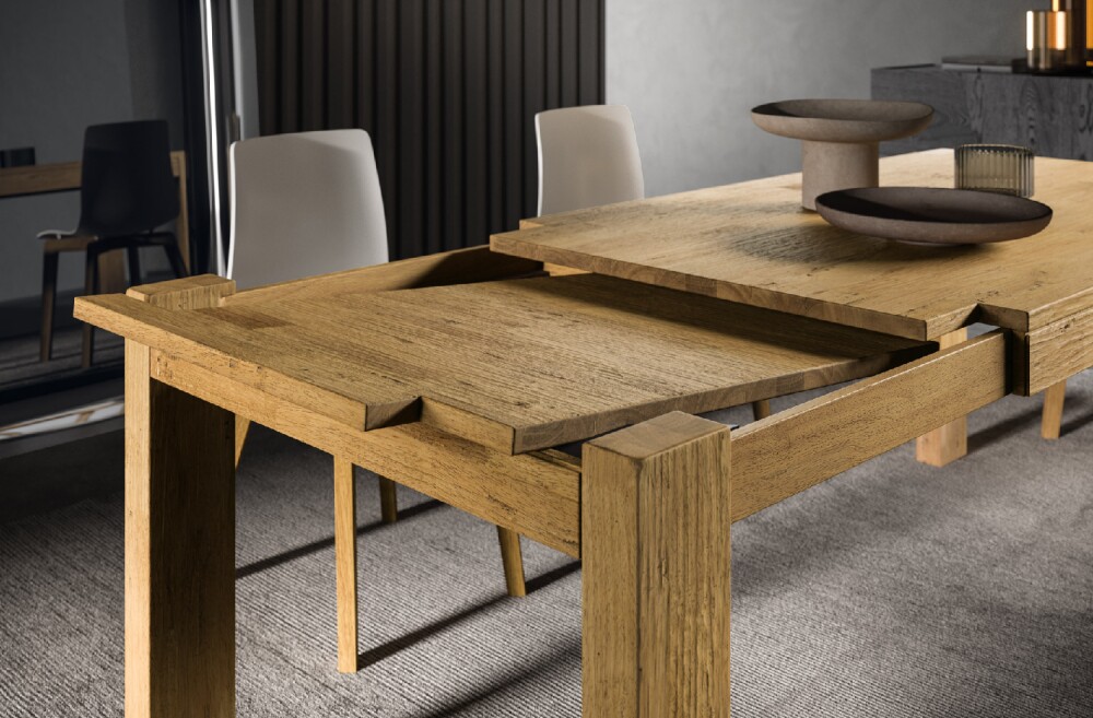 best-selling tables - MOOD - Extendable table in solid wood or rustic oak