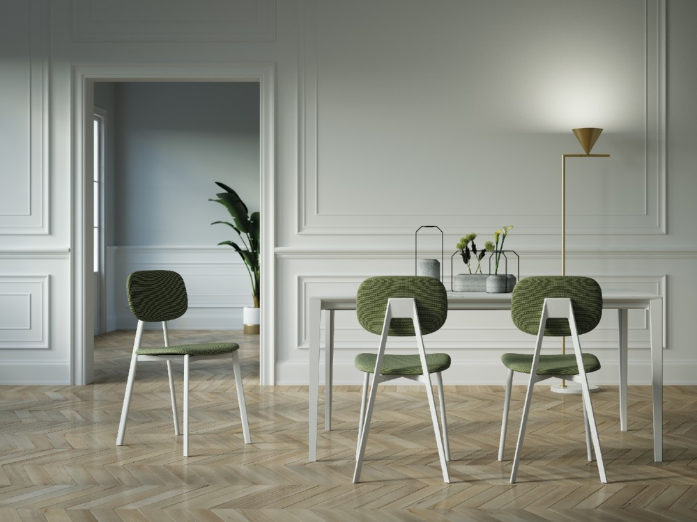 pointhouse tables best-selling - FUSION - Fixed or extendable table, with painted aluminum frame and laminate, glass, wood, Fenix, or ceramic top