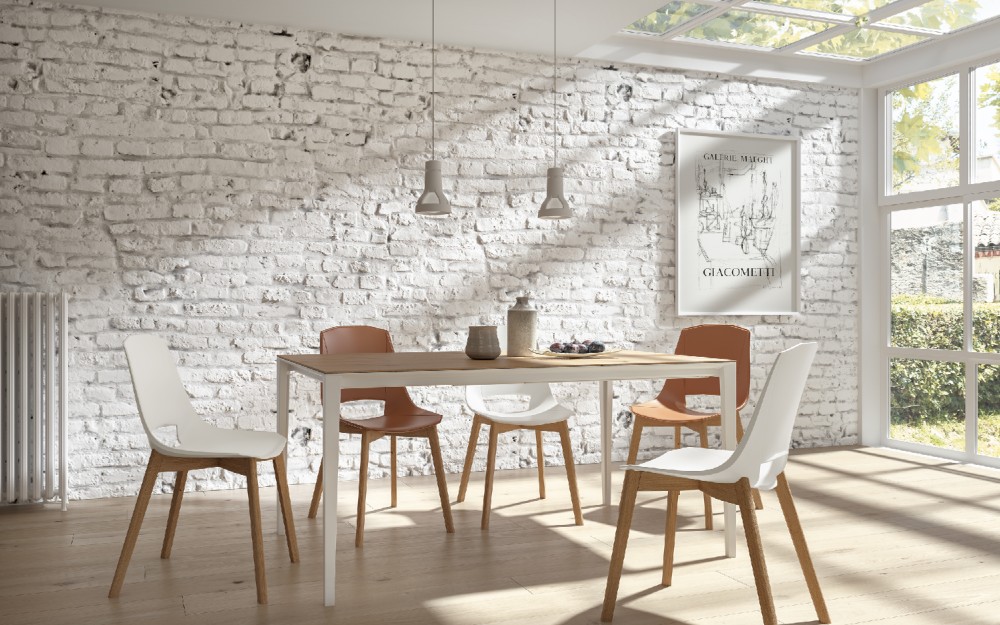 pointhouse tables best-selling - FUSION - Fixed or extendable table, with painted aluminum frame and laminate, glass, wood, Fenix, or ceramic top