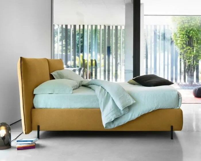 space-saving beds - Noctis LONDON upholstered bed - single, queen size, double, with high bed frame and high-density foam headboard, without bed base, with bed base, with storage, with drawers