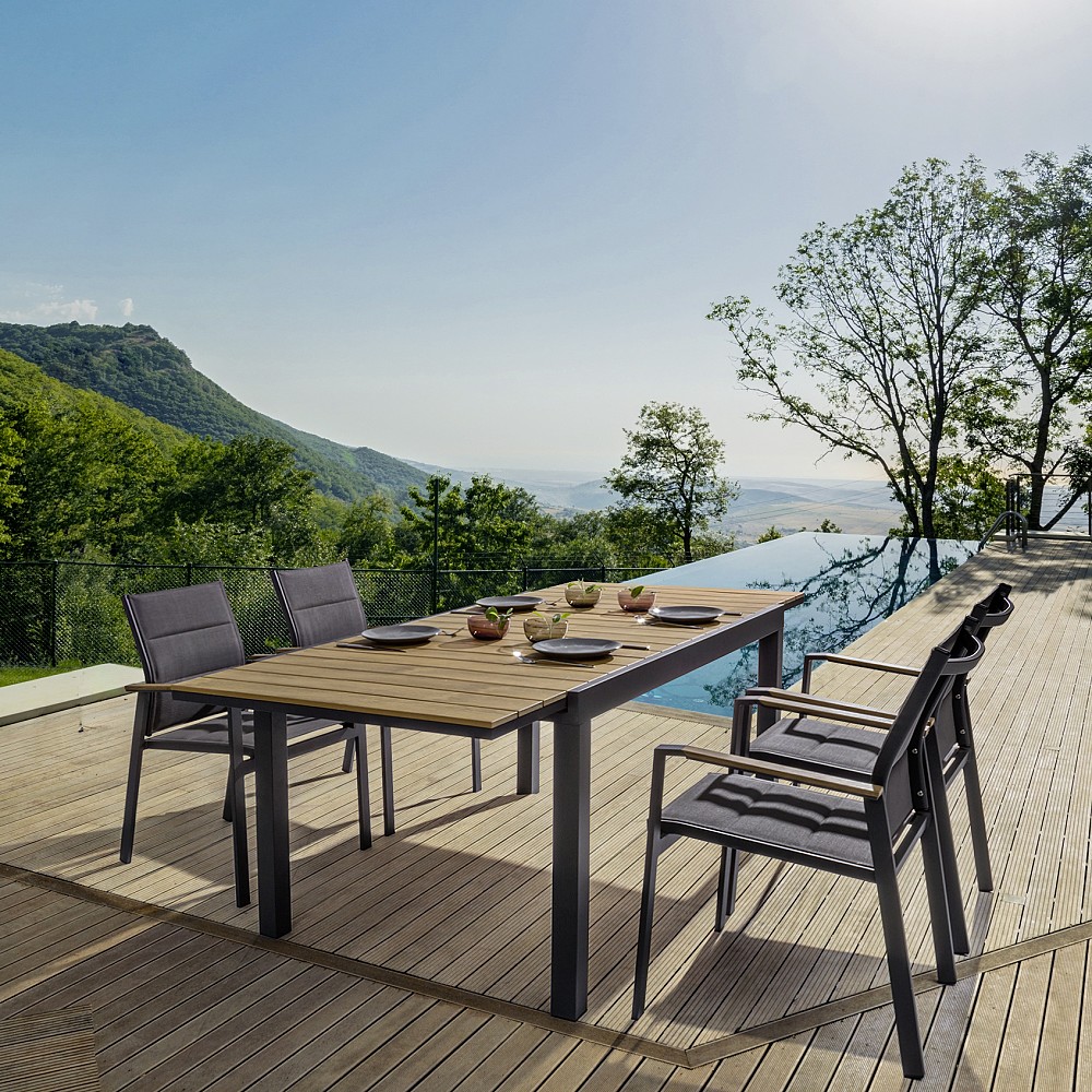 Elias Extendable table l. 140 x 90 with aluminum frame and polywood top