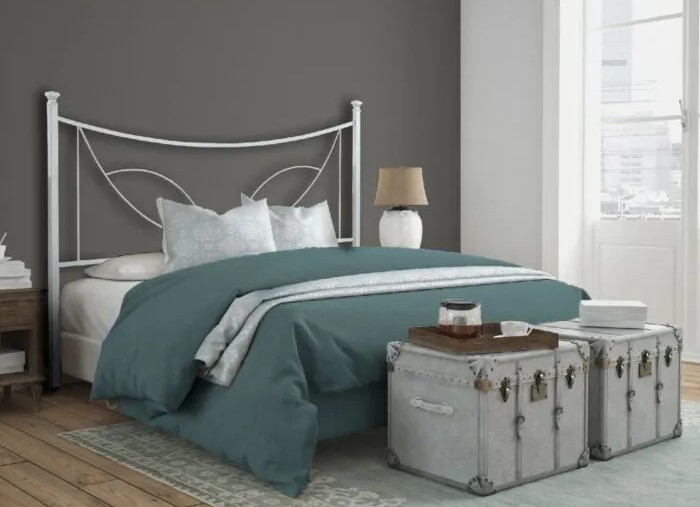 Letto FlorentiaBed TULIPANO - singolo, piazza e mezza o matrimoniale, in ferro nero grafito, perdiera e reti opzionali