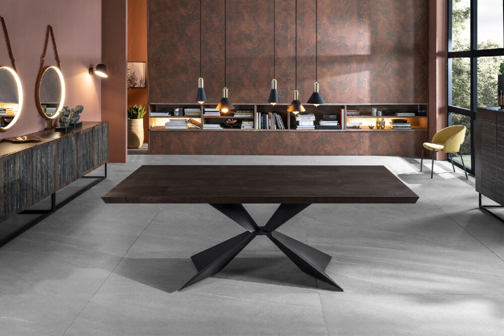 stones tables best-selling - STARK - Extendable table with painted metal frame and oak top
