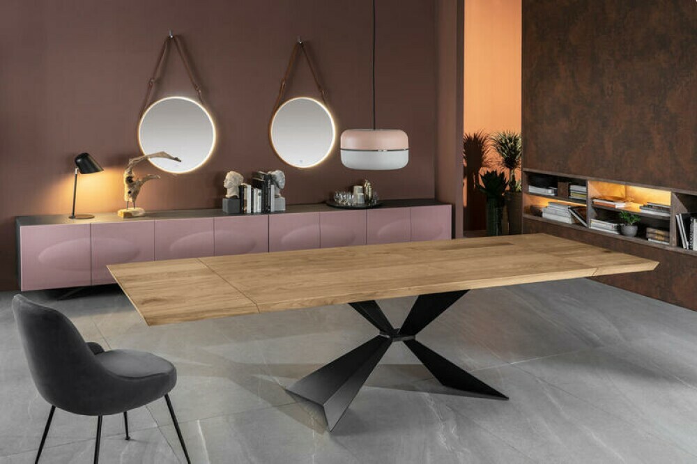 stones tables best-selling - STARK - Extendable table with painted metal frame and oak top