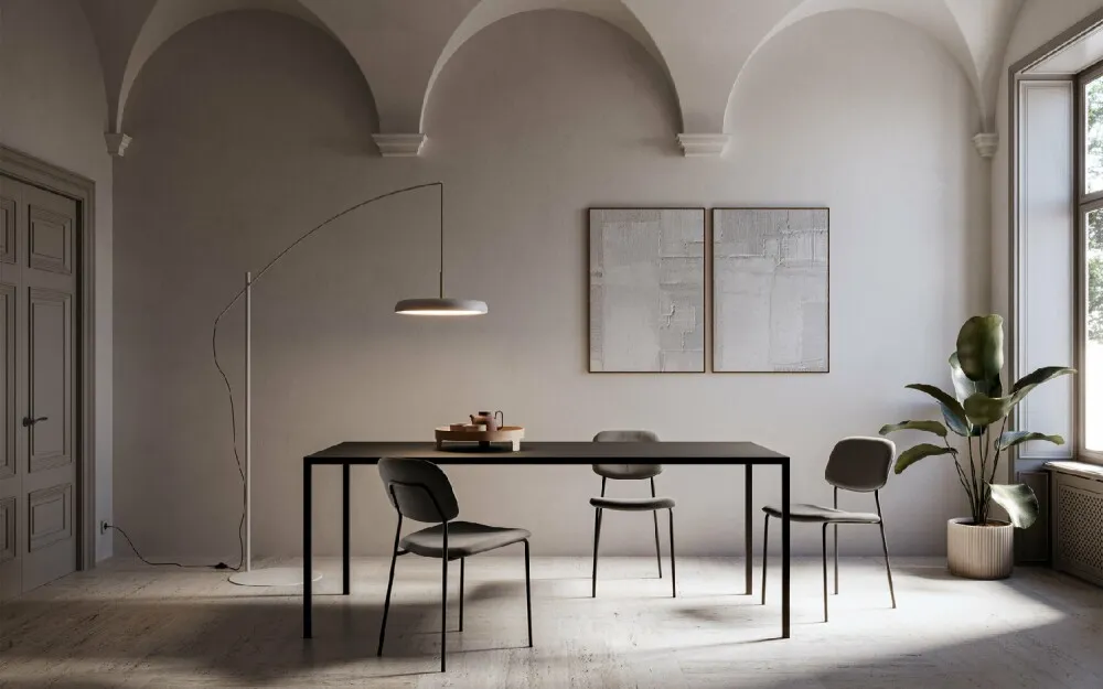 Tavolo Arredo3 BASIC - Tavolo fisso quadrato o rettangolare in metallo verniciato opaco goffrato

