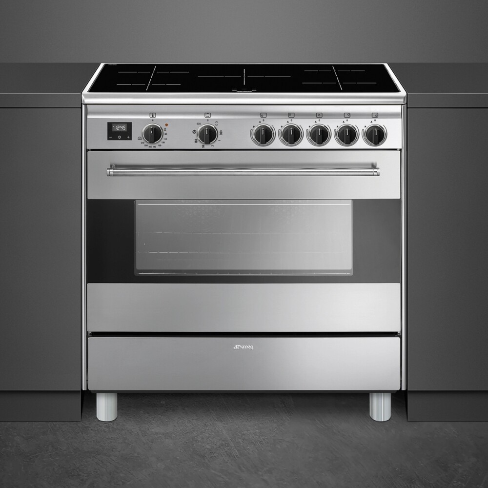 Smeg BG91IX2 Concerto Approach kitchen 90 x 60 - 5 induction zones + 1 electric oven - stainless steel