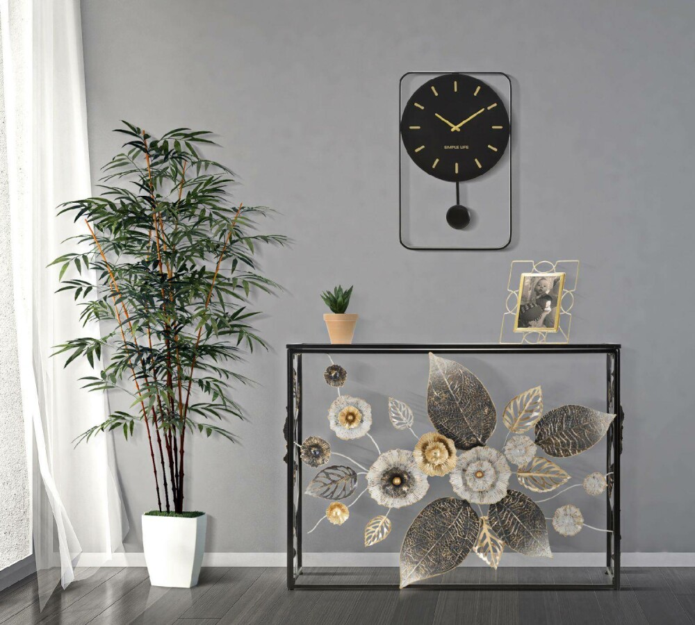 1425520000 Glam Dark Mauro Ferretti Tavolo consolle fissa 112 x 42 cm con struttura in metallo e piano a specchio