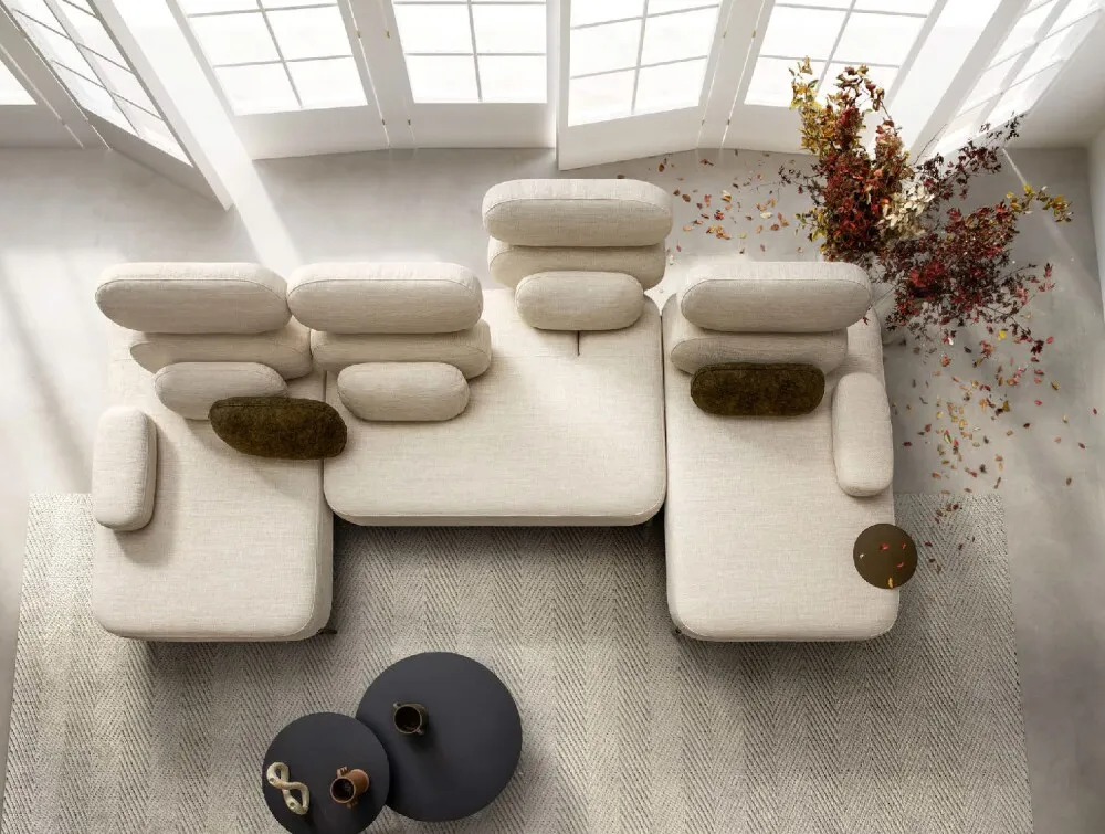 Divano Samoa AVALON DIVINE FLEX COLLECTION - Divano componibile in tessuto o ecopelle, design moderno, piedi alti, schienali traslanti e poggiatesta regolabili
