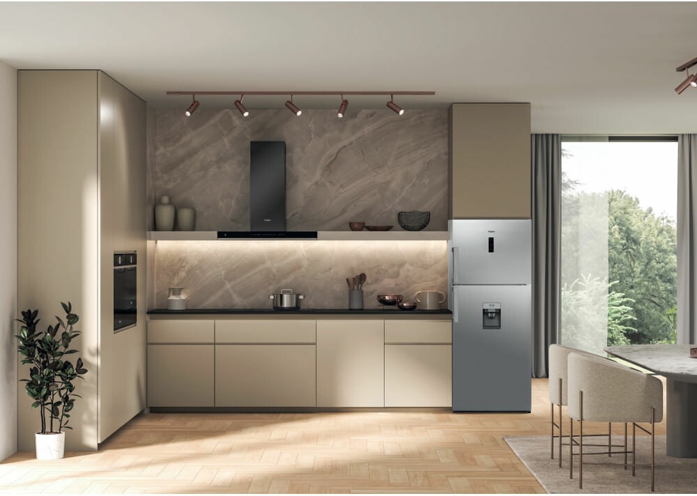 How to choose a refrigerator with dispenser: Whirlpool WT70E 832 X AQUA - Free-standing refrigerator with freezer 70 cm h. 180 - lt. 419 - optic stainless steel
