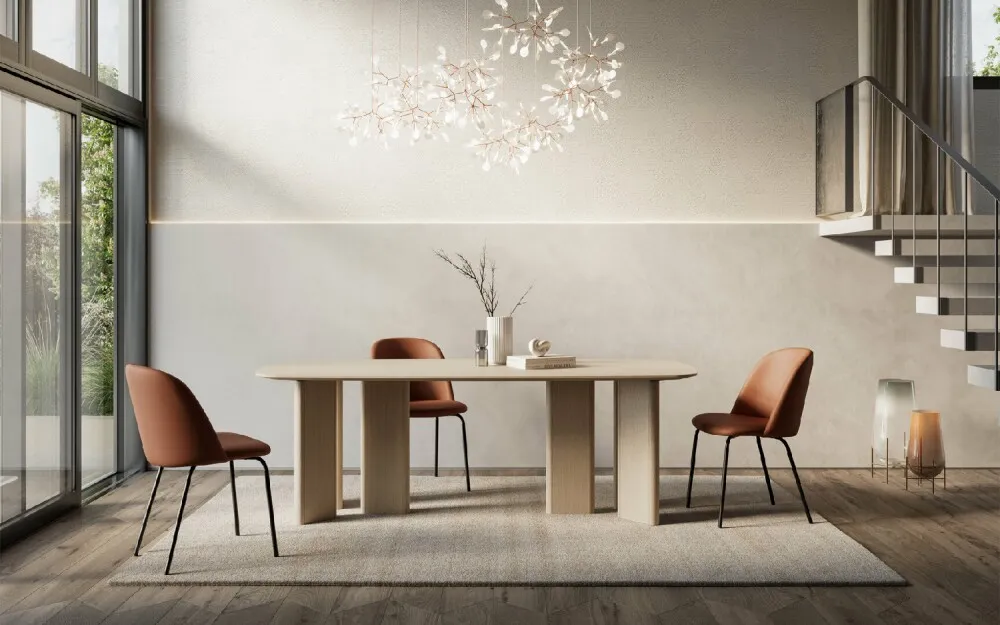 Arredo3 table ARCO A BOTTE - Arco table, soft shapes, veneered or stoneware, rectangular, barrel-shaped, square
