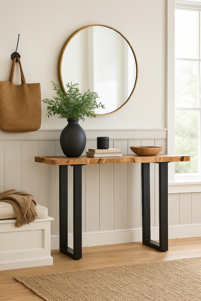 Elwood 0680590 Bizzotto - Consolle fissa 120 x 40 cm con struttura in metallo e piano in legno
