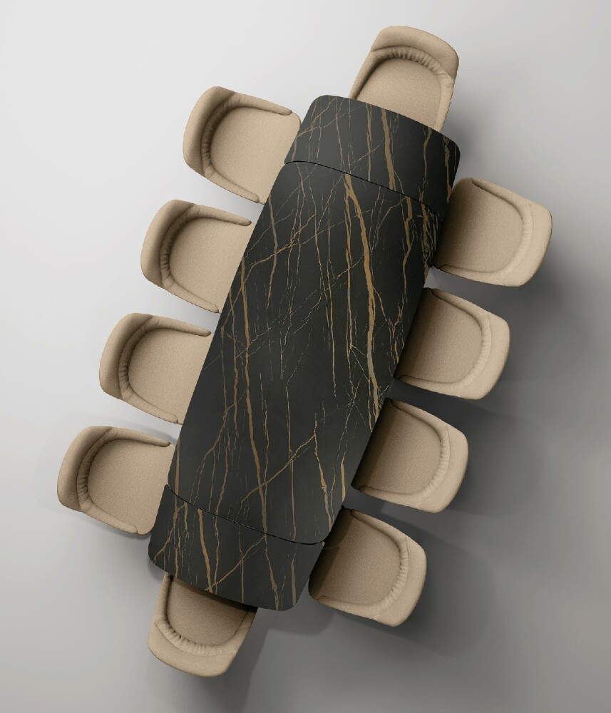 stones tables best-selling - THANOS - Fixed or extendable table, with painted metal legs, ceramic top on glass or marble
