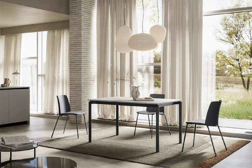 Arredo3 table OTTO - Extendable rectangular table with painted metal frame, laminate or HPL top