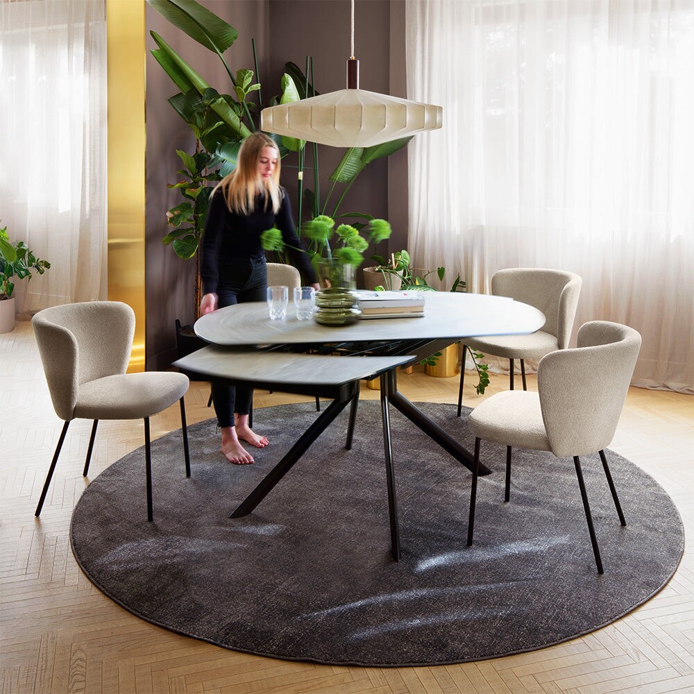 connubia tables best-selling - GIOVE PLUS - Extendable table with matt black metal frame and ceramic top