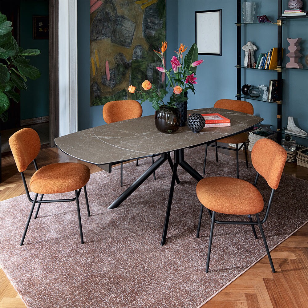 connubia tables best-selling - GIOVE PLUS - Extendable table with matt black metal frame and ceramic top