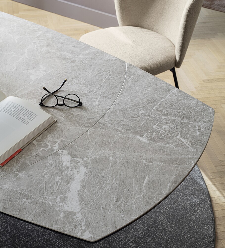 connubia tables best-selling - GIOVE PLUS - Extendable table with matt black metal frame and ceramic top