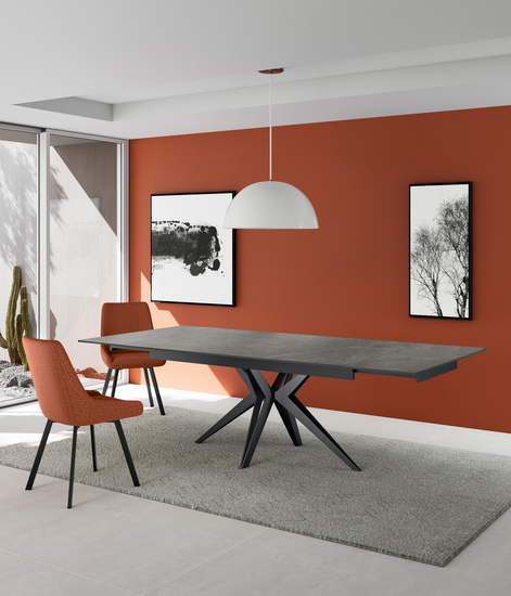 stones tables best-selling -  MATCH - Extendable table with painted metal frame and ceramic top